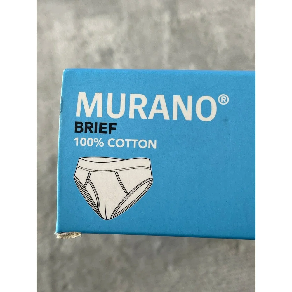 Murano Briefs 3 Pack Mens Medium‎ 32-34 White 100% Cotton Tagless